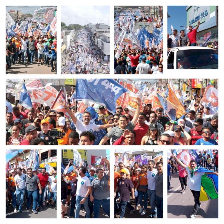 50 mil pessoas participam de caminhada com  Clécio e Davi, pelo centro de Macapá