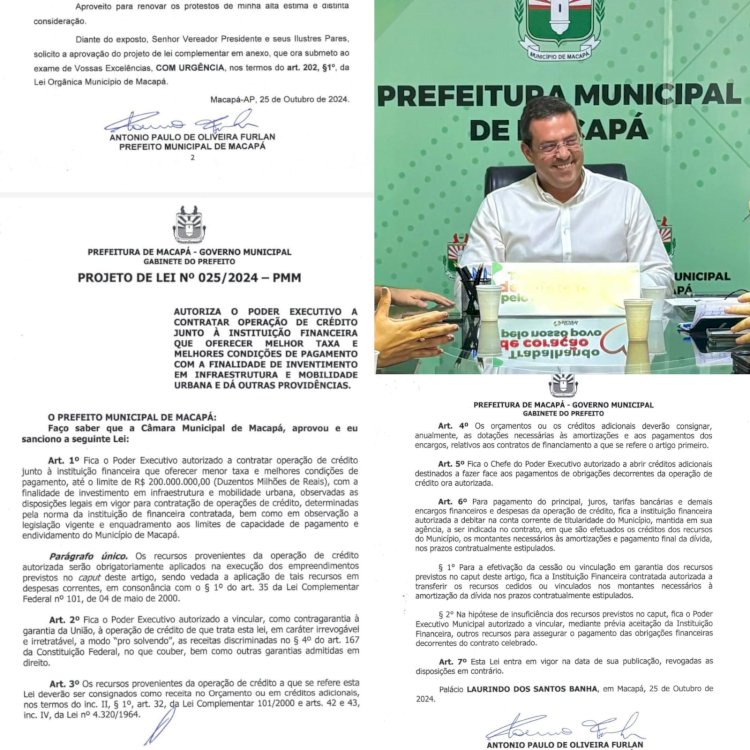 Prefeito Furlan pretende quebrar ainda mais as finanças da Prefeitura de Macapá, dessa vez ele quer mais 200 milhões em empréstimo